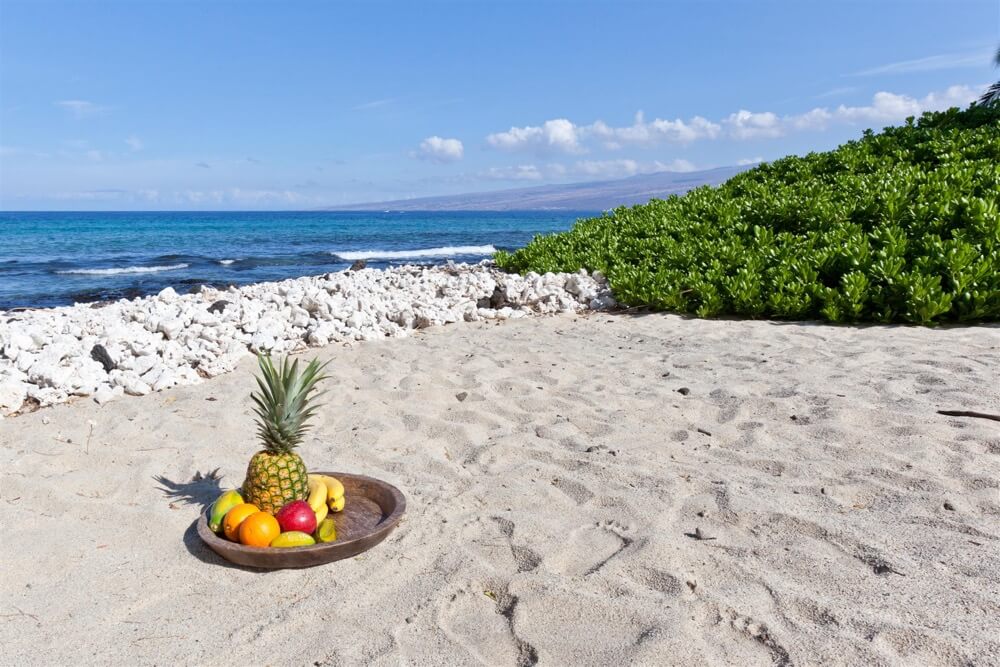 Beach with fruit